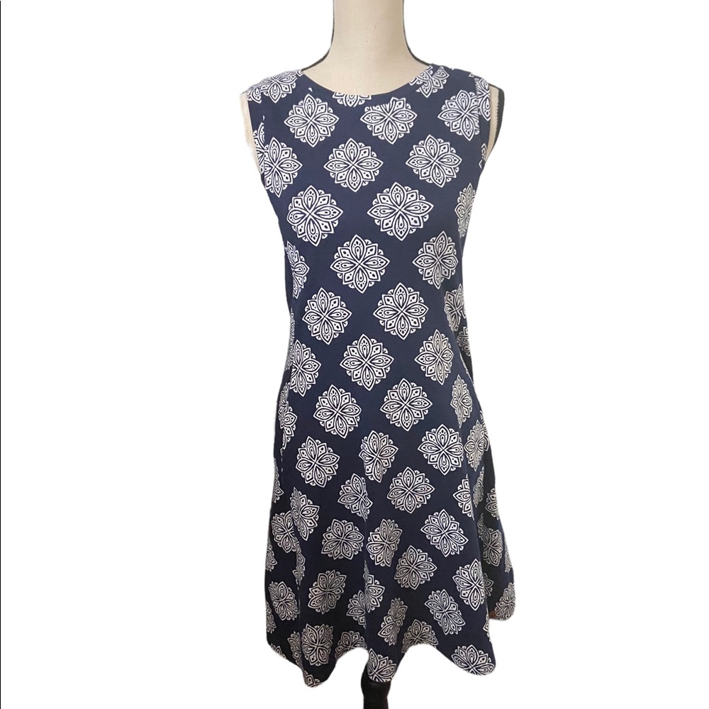 Hatley Navy & White Floral Print 100% Cotton Preppy Sleeveless Size XS Dress.
